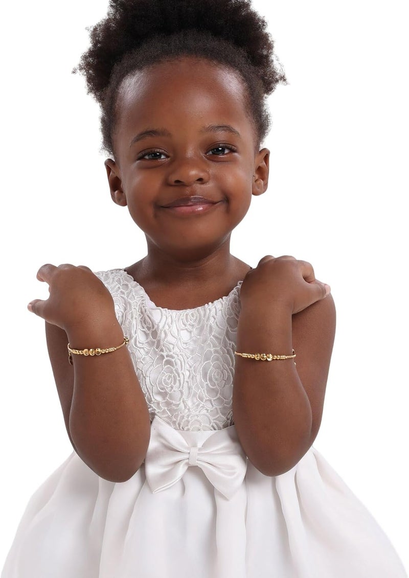 Ethlyn 2Pcs/Lot Kids Jewelry Gold Plated Adjustable Beads Bracelet Bangle Birthday Christmas Gifts for Girls 4years old - Image 3